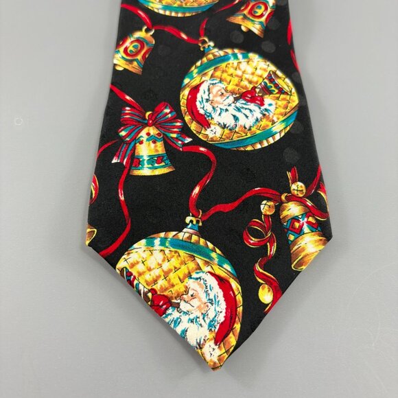 Wembley Black / Gold / Red Christmas Men's Tie 4" x 60" Vintage - Picture 4 of 4